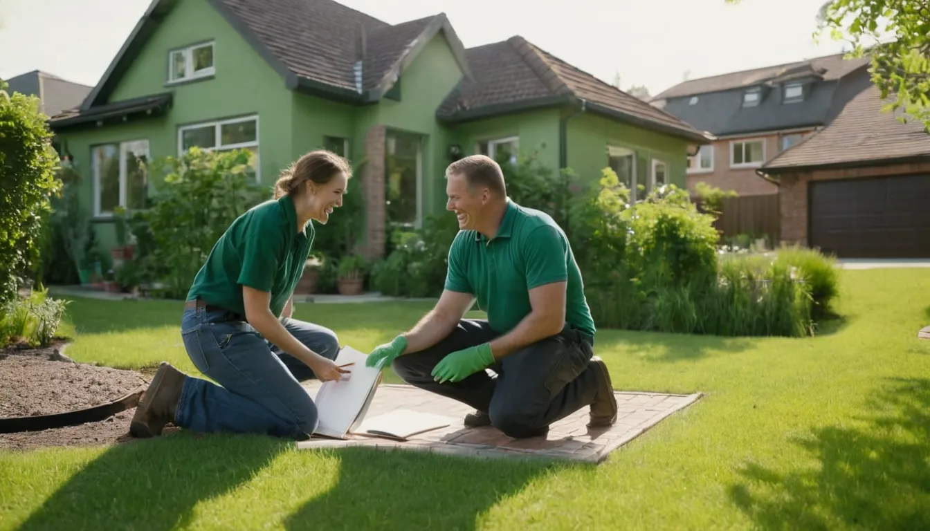 Provider checking a septic tank access lid in a home's backyard near Atlanta